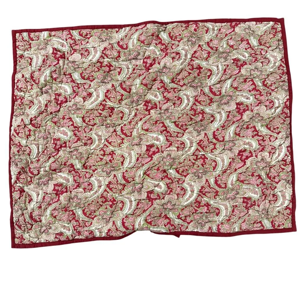 Pottery Barn 100% Cotton Red Georgia Quilted Pillow Sham Standard Size Paisley